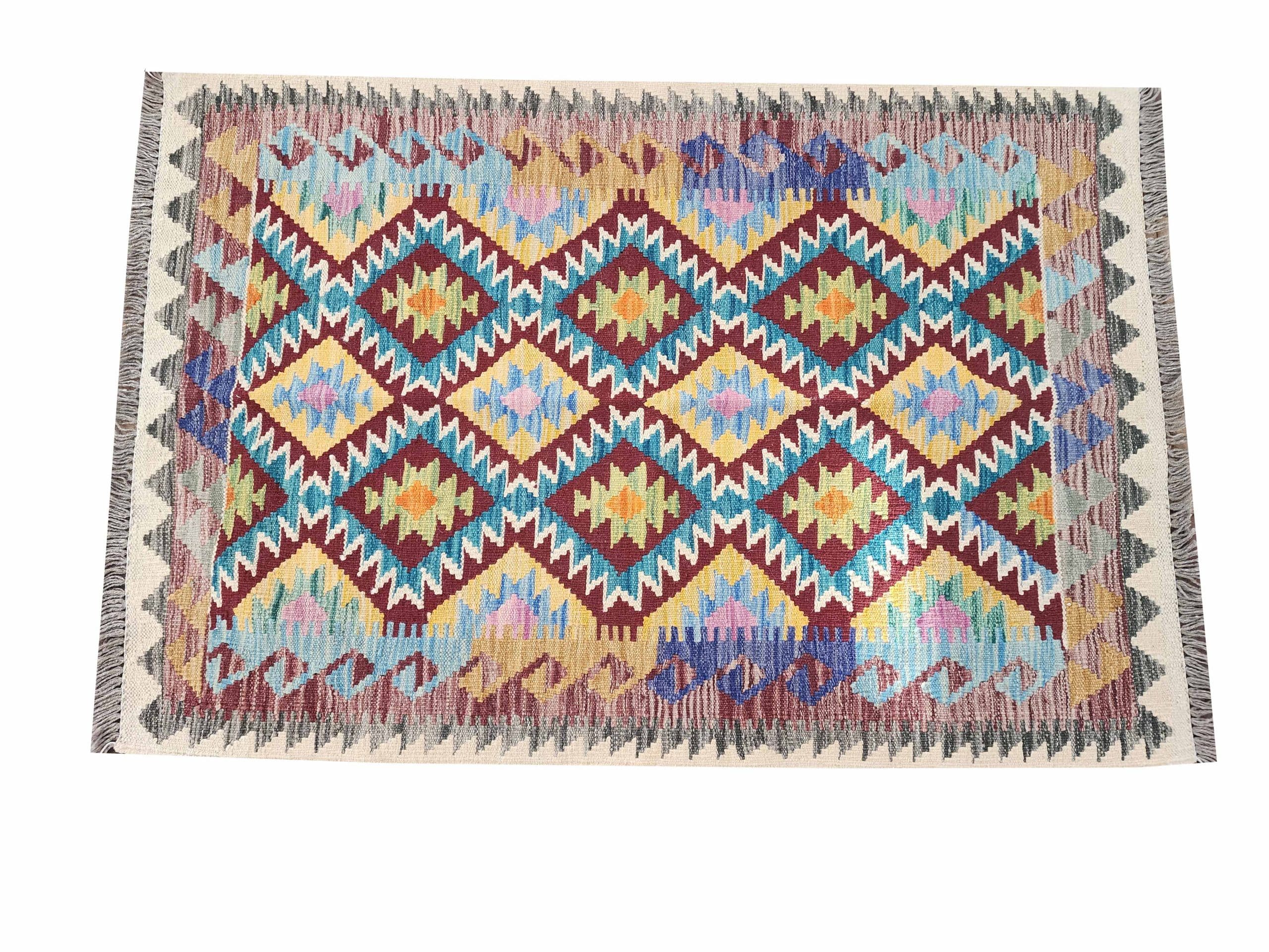 Turquoise Starfield Kilim 147 x 102 CM - Image 5